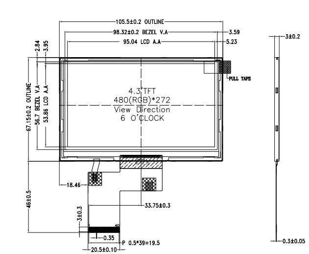 4.3 inch TFT lcd display